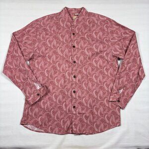 VTG WahMaker Pink Paisley Western Frontier Pioneer Button Shirt Mens Large